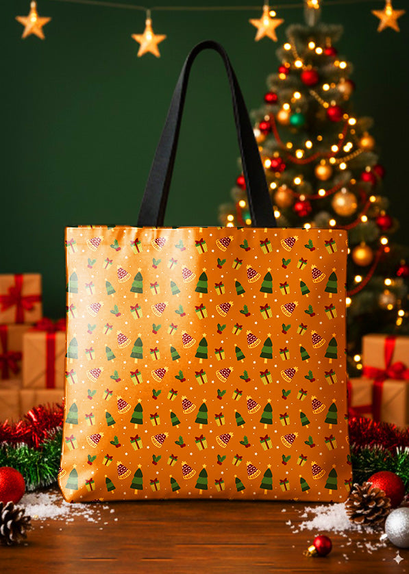 Canvas Totebag Christmas Trees Gifts Pattern Cute Christmas GTT0253