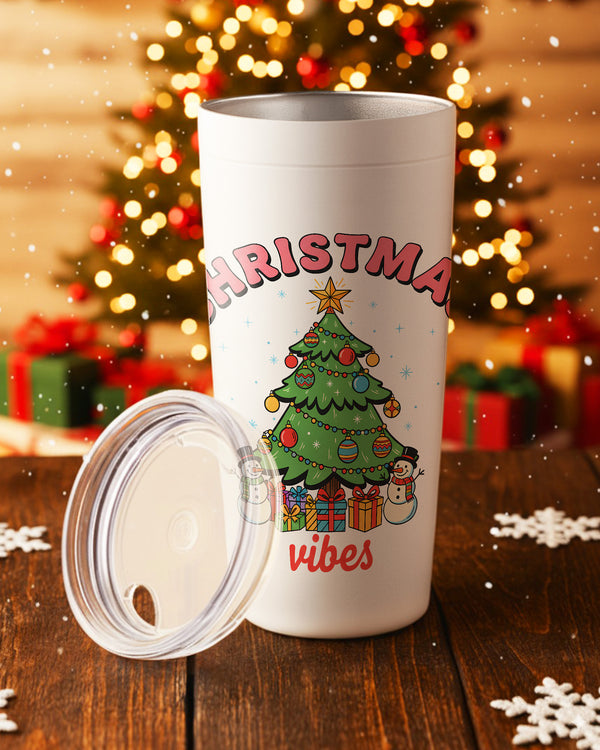 Stainless Tumbler Christmas Tree Snowmen Vibes GTB0180