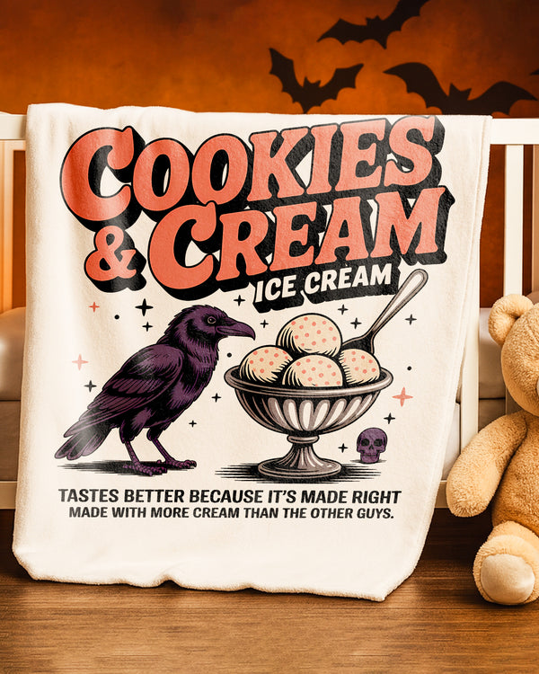 Blanket Cookies Cream Ice Cream Raven Skull Cute Halloween GBL03