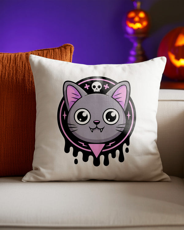 Pillow Cushion Cute Gray Cat Cute Halloween GPL035
