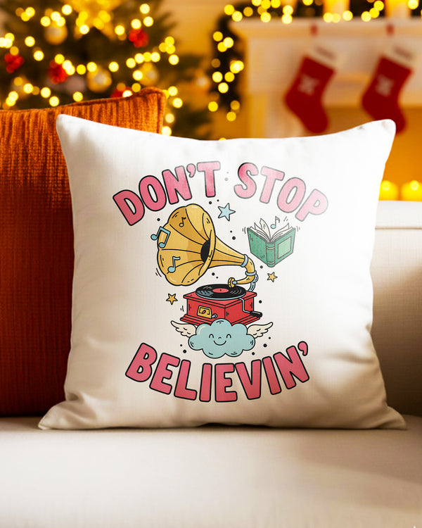 Pillow Cushion Case Dont Stop Believin Gramophone Book Cute Christmas GPL0213