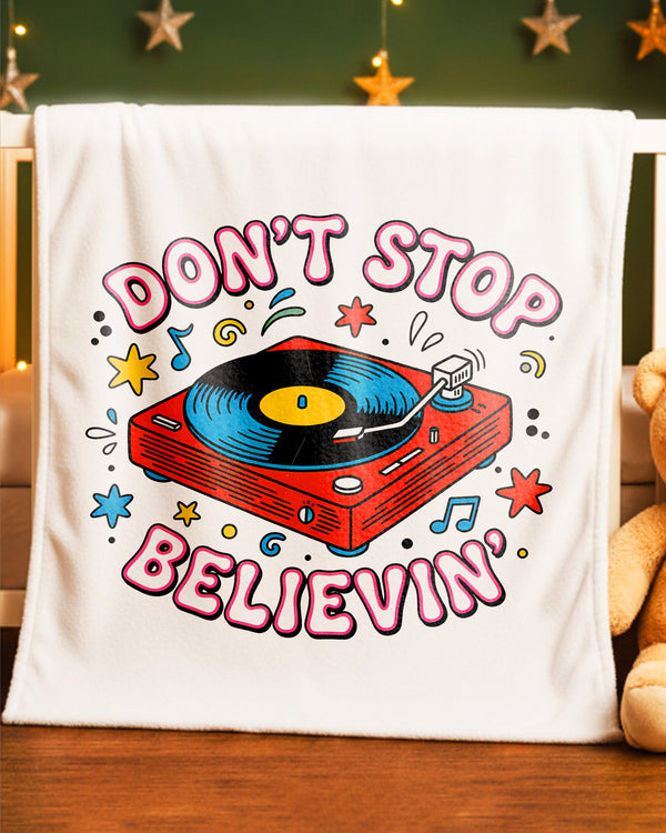 Blanket Dont Stop Believin Record Player Happy Christmas GBL0135