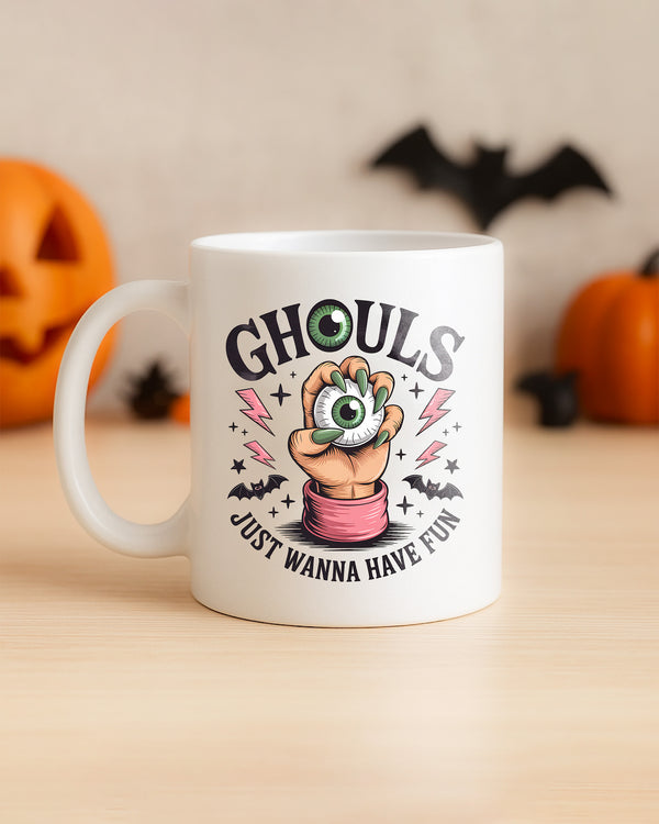Mug Ghouls Hand Holding Eyeball Bats Cute Halloween GMG0141