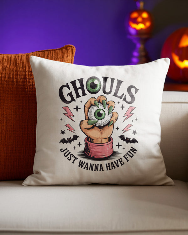 Pillow Cushion Ghouls Hand Holding Eyeball Bats Cute Halloween GPL0160