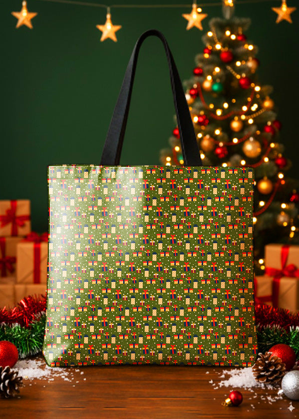 Canvas Totebag Gifts Stars Green Background Cute Christmas GTT0256