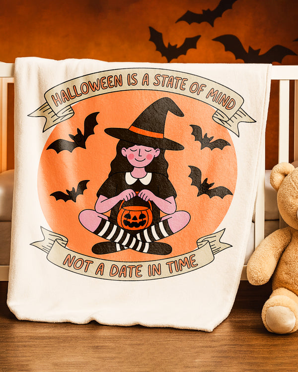 Blanket Girl Witch Hat Bats Pumpkin Halloween Cute Halloween GBL05