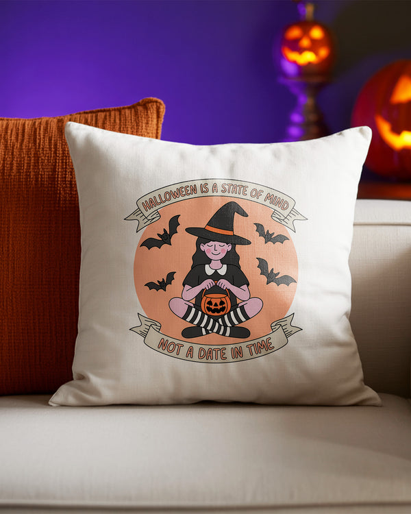 Pillow Cushion Case Girl Witch Hat Bats Pumpkin Halloween GPL0184