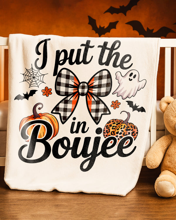 Blanket Halloween Bow Pumpkins Ghost Boojee Cute Halloween GBL06
