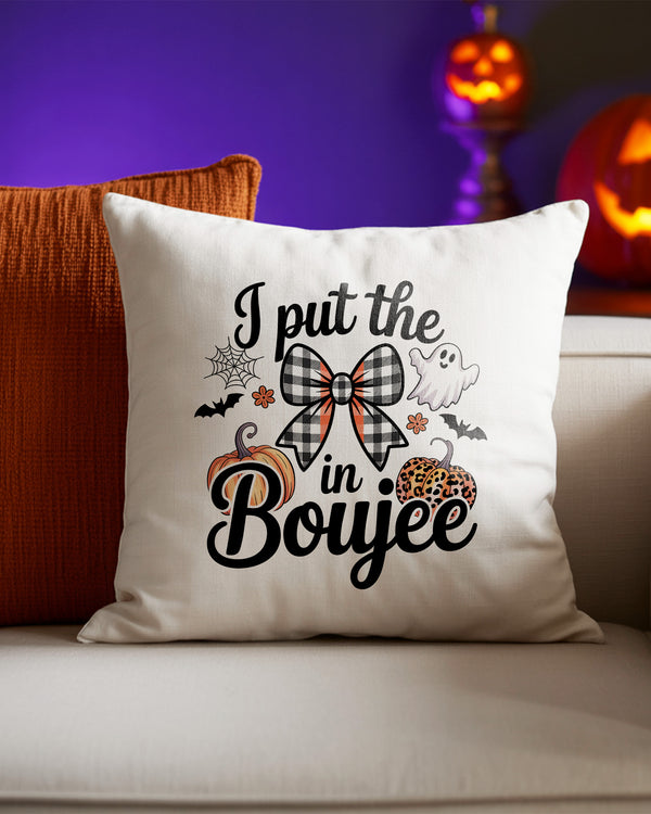 Pillow Cushion Case Halloween Bow Pumpkins Ghost Boojee GPL0185