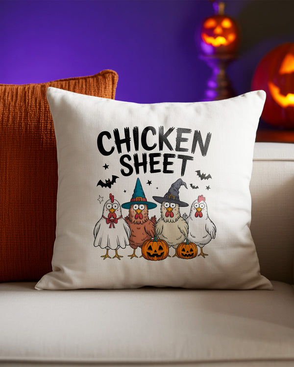 Pillow Cushion Halloween Chickens With Pumpkins Cute Halloween GPL0161