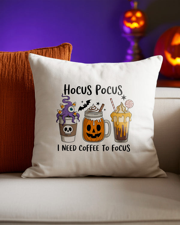 Pillow Cushion Halloween Coffee Drinks Hocus Pocus Cute Halloween GPL0162