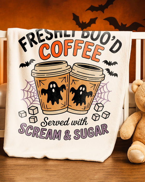 Blanket Halloween Coffee Ghosts Cups Cute Halloween GBL07