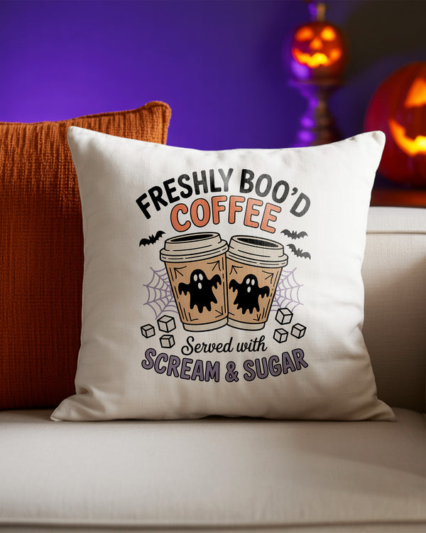 Pillow Cushion Case Halloween Coffee Ghosts Cups GPL0186