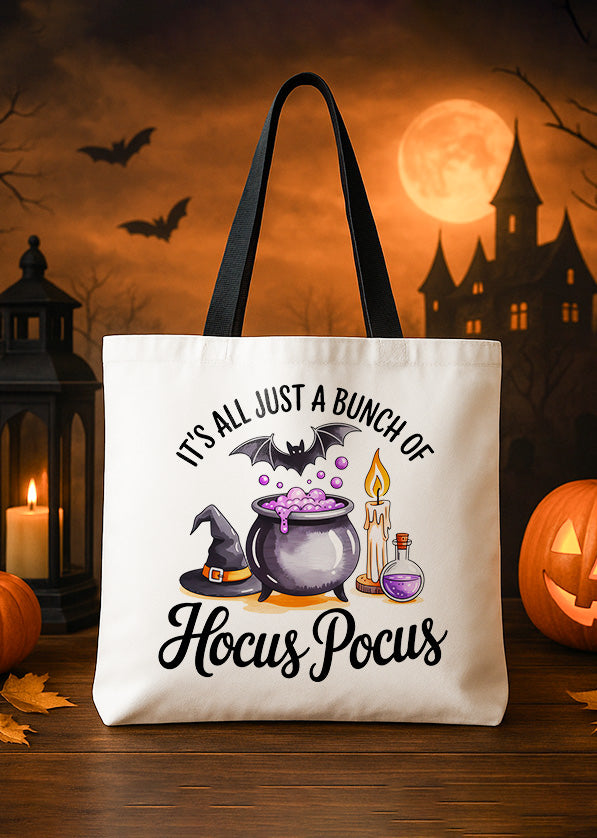 Canvas Tote Halloween Potion Bat Witch Hat Hocus Pocus Cute Halloween GTT0221