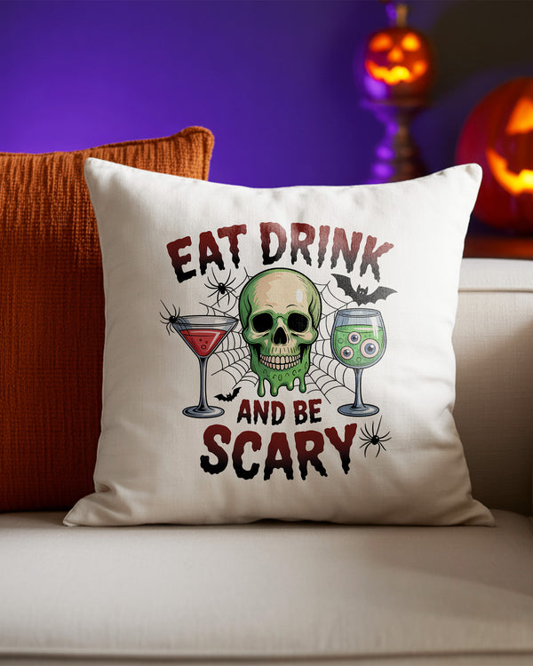 Pillow Cushion Halloween Skull Drinks Scary Cute Halloween GPL0165