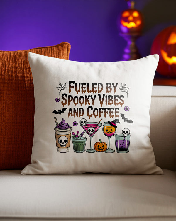 Pillow Cushion Halloween Spooky Vibes Coffee Drinks Cute Halloween GPL0166