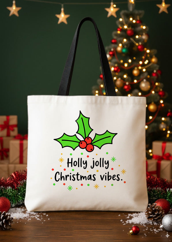 Canvas Totebag Holly Jolly Christmas Vibes GTT0347
