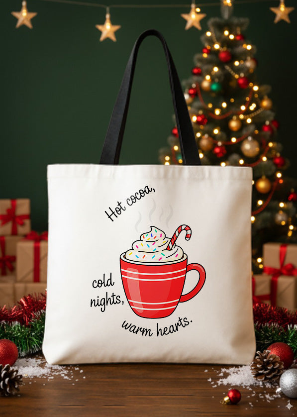 Canvas Totebag Hot Cocoa Cold Nights, Warm Hears GTT0348
