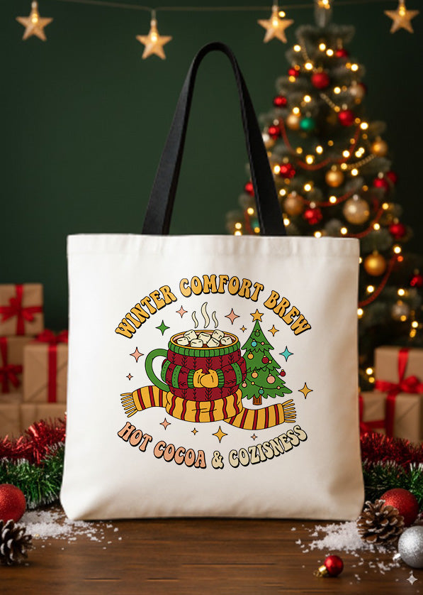 Canvas Totebag Winter Comfort Brew Hot Cocoa & Cozisness GTT0363