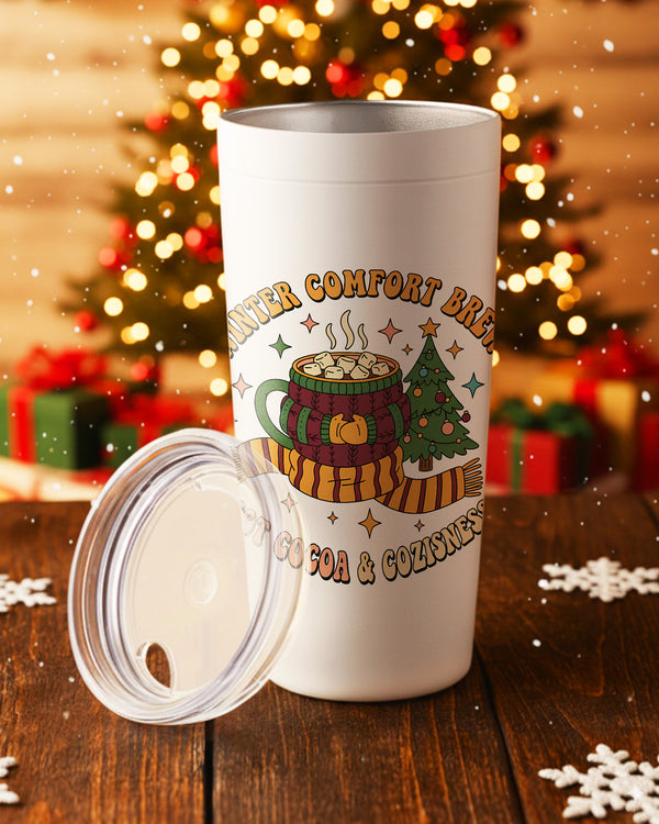 Stainless Tumbler Tis Winter Comfort Brew Hot Cocoa & Cozisness GTB0224