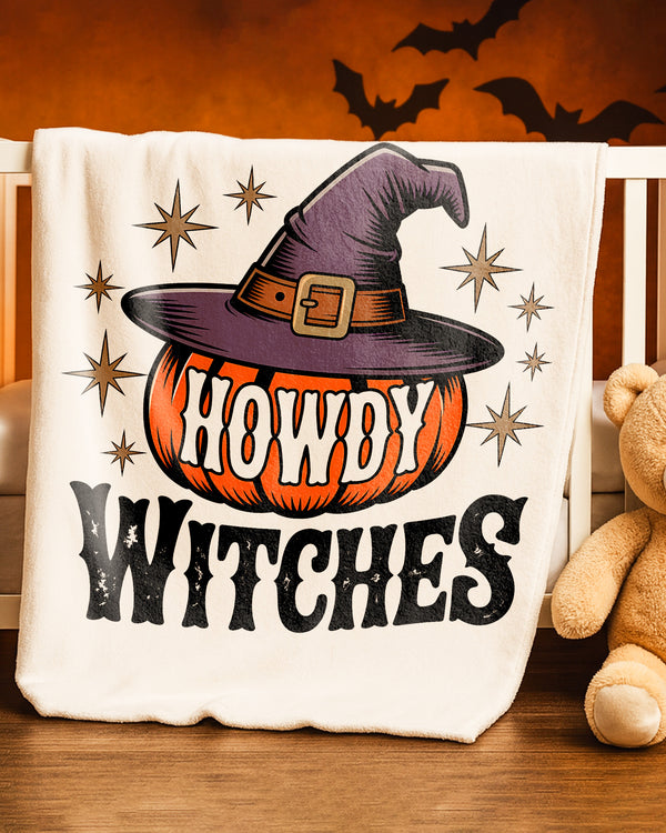 Blanket Howdy Witches Pumpkin Hat Cute Halloween GBL011