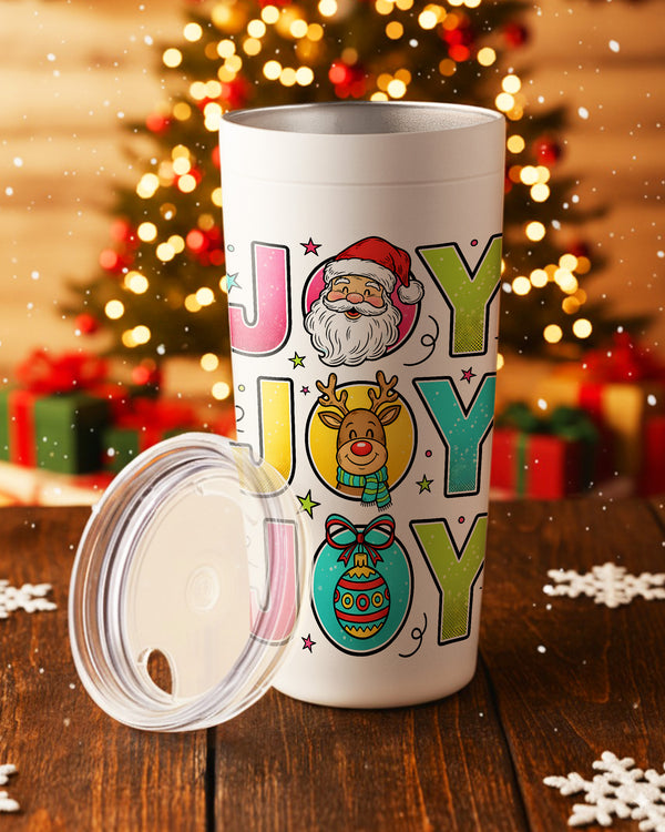 Stainless Tumbler Joy Santa Reindeer Ornament GTB0188