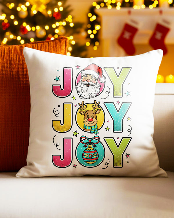Pillow Cushion Case Joy Santa Reindeer OrnamentCute Christmas GPL0218