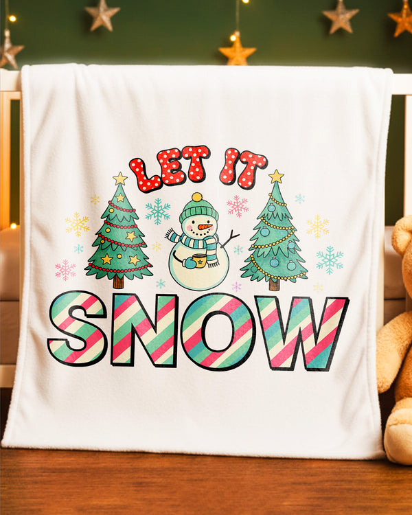 Blanket Let It Snow Snowman Christmas Trees Happy Christmas GBL0140