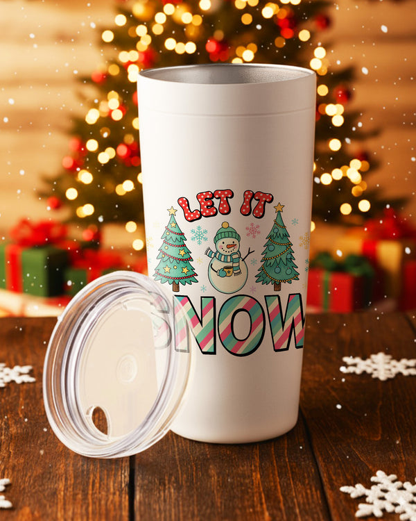 Stainless Tumbler Let It Snow Snowman Christmas Trees GTB0189