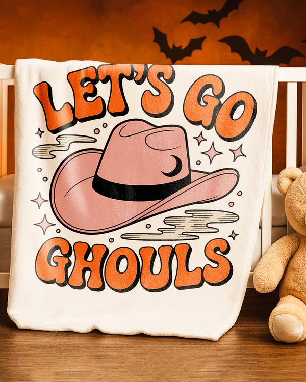 Blanket Lets Go Ghouls Pink Cowboy Hat Cute Halloween GBL013
