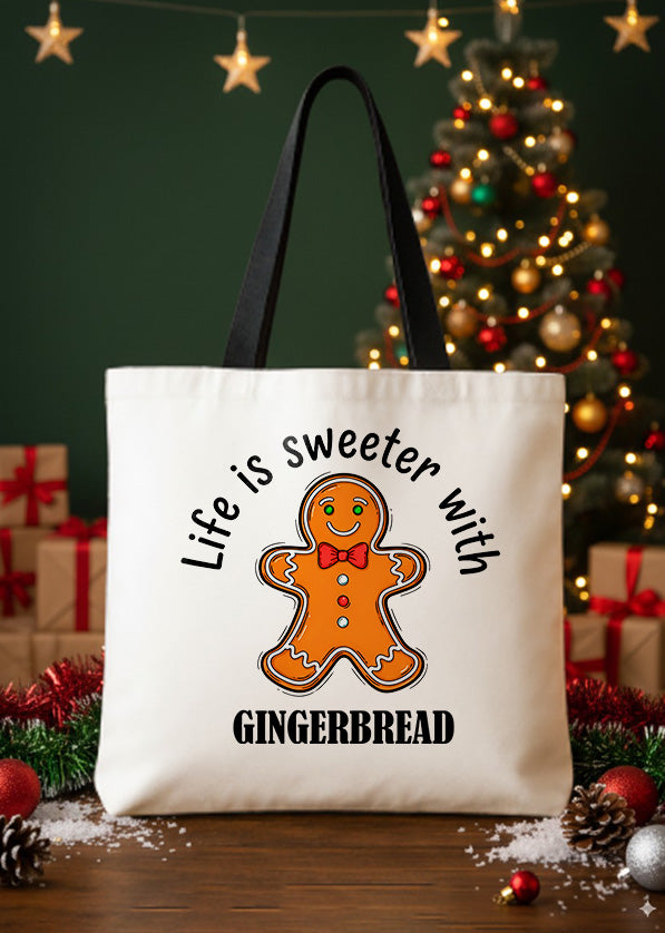 Canvas Totebag Life Is Sweeter With Gingerbread GTT0349