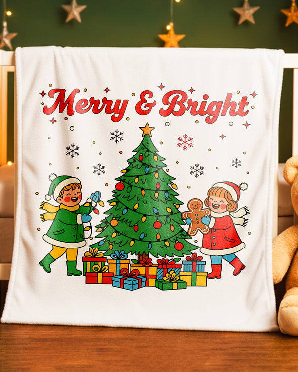 Blanket Merry And Bright Christmas Kids Tree Happy Christmas GBL023
