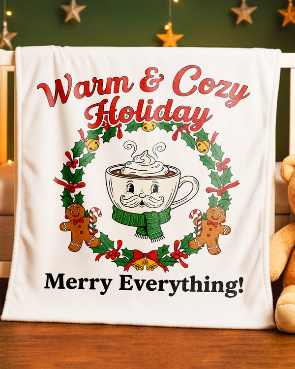 Blanket Merry Everything Cocoa WreathHappy Christmas GBL025