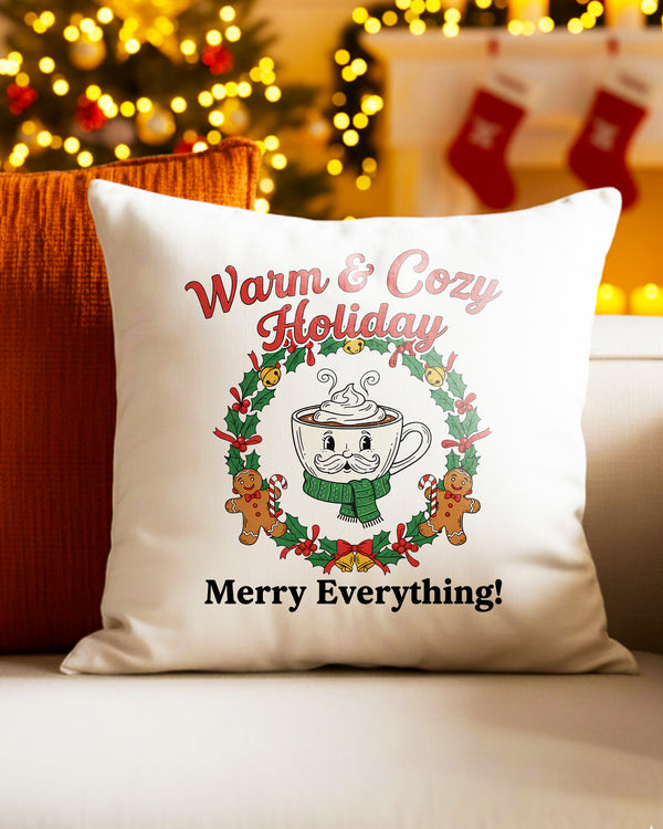 Pillow Cushion Case Merry Everything Cocoa Wreath Cute Christmas GPL0204
