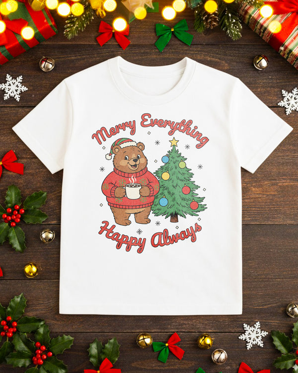 T-shirt Merry Everything Happy Always Bear Christmas Tree Cute Christmas GTS06