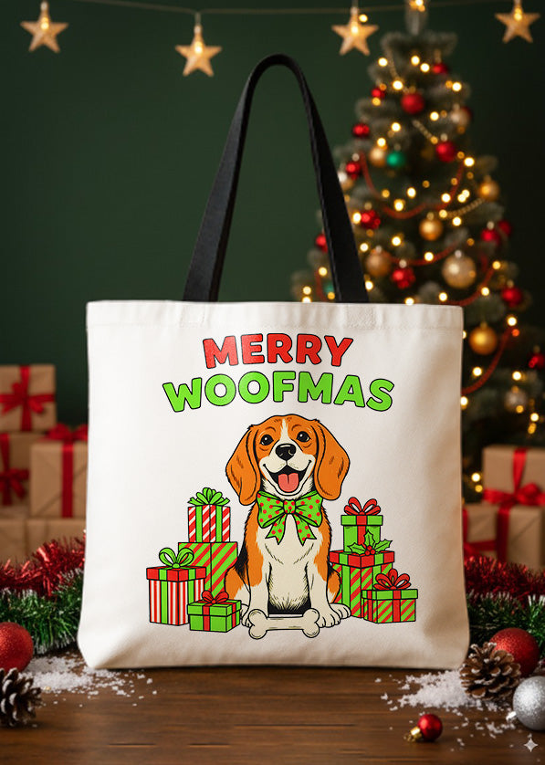 Canvas Totebag Merry Woofmas Beagle Gifts Cute Christmas GTT0244