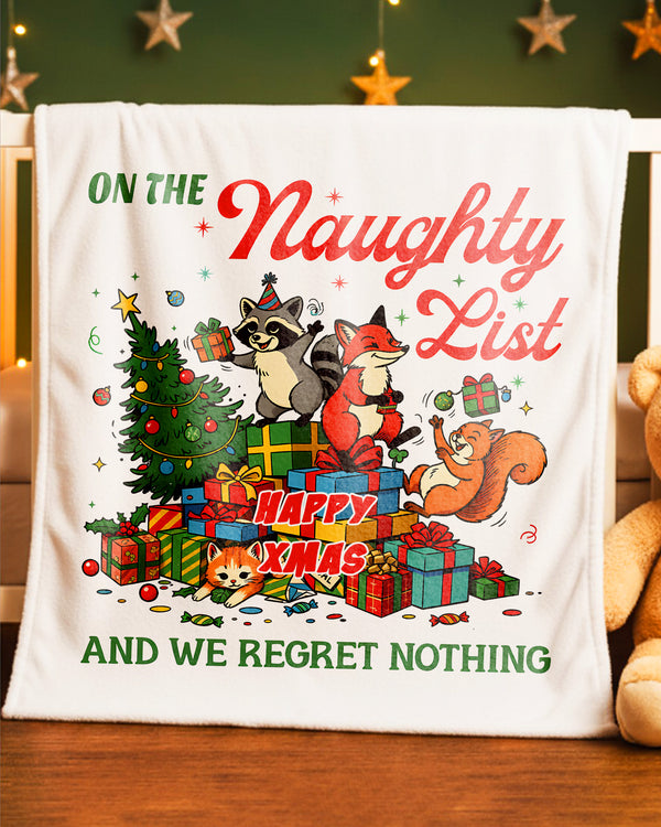 Blanket Naughty List Christmas Animals Gifts Happy Christmas GBL028