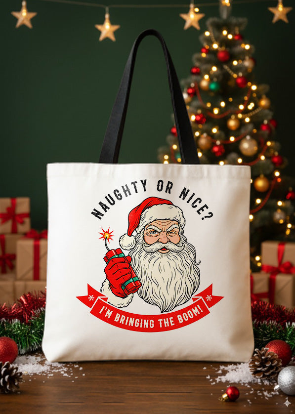 Canvas Totebag Naughty Or Nice? I'M Bringing The Boom GTT0370