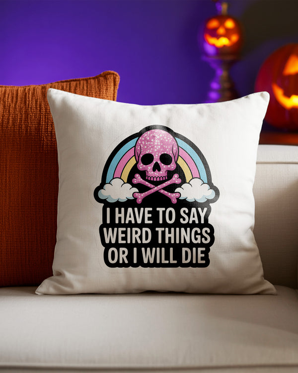 Pillow Cushion Case Pink Glitter Skull Rainbow Crossbones Sticker Cute Halloween GPL086