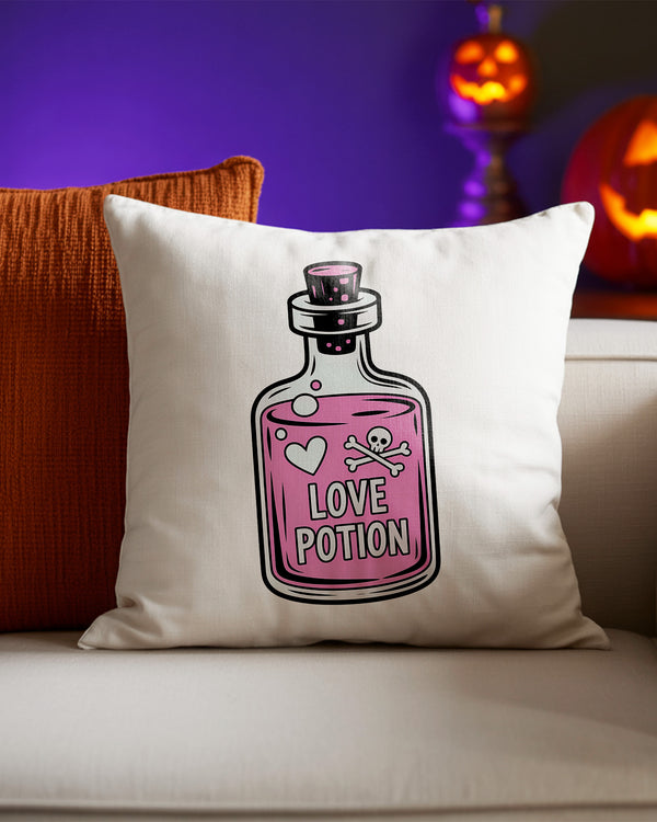 Pillow Cushion Case Pink Love Potion Bottle Skull Heart Cute Halloween GPL087