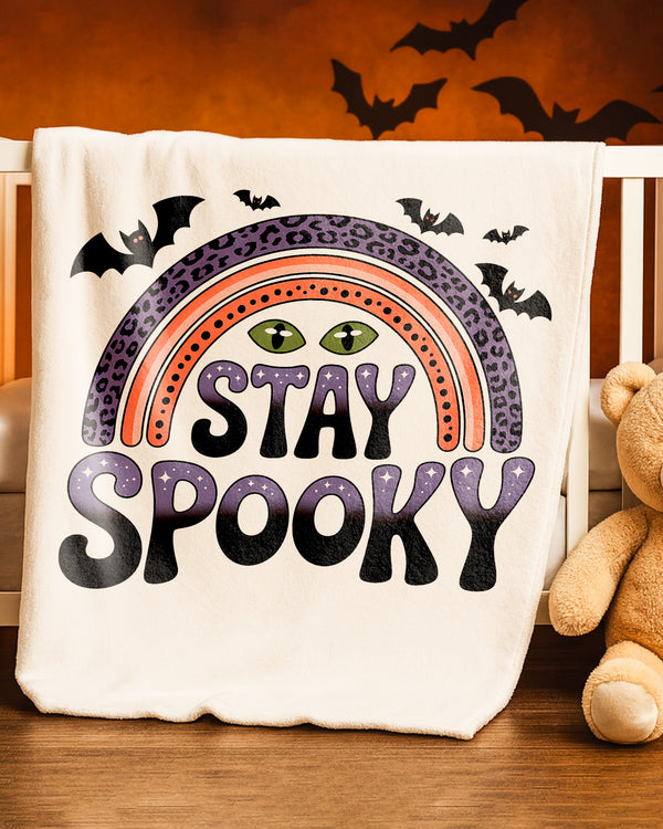 Blanket Rainbow Bats Stay Spooky Cute Halloween GBL014