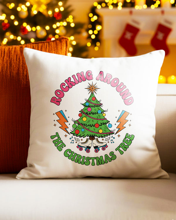 Pillow Cushion Case Rocking Around The Christmas Tree Roller Skates Cute Christmas GPL0221
