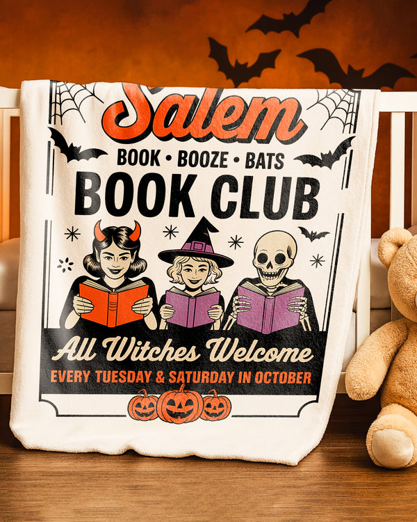 Blanket Salem Book Club Witches Reading Cute Halloween GBL015