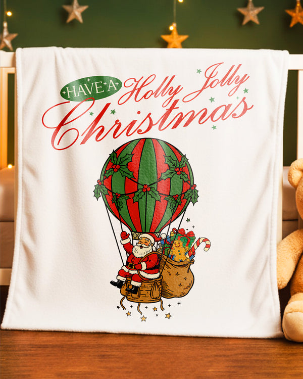 Blanket Santa Christmas Hot Air Balloon Happy Christmas GBL029