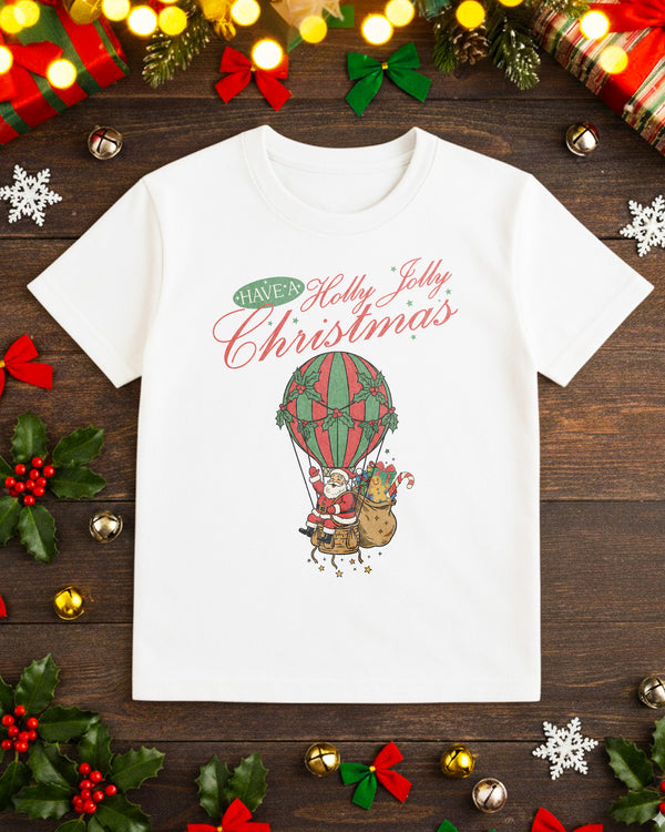 T-shirt Santa Christmas Hot Air Balloon Cute Christmas GTS09