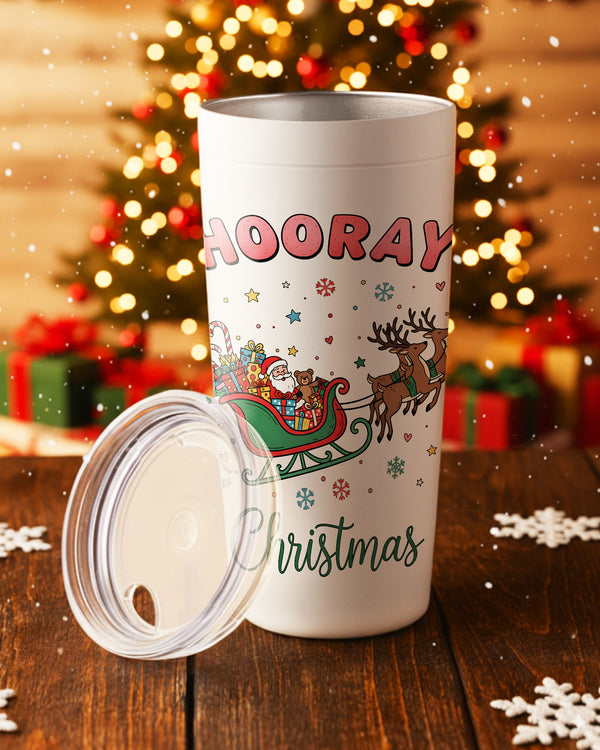 Stainless Tumbler Santa Sleigh Christmas Reindeer Gifts Hooray GTB0194