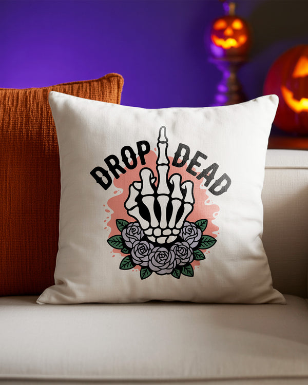 Pillow Cushion Skeleton Hand Roses Drop Dead Cute Halloween GPL0104