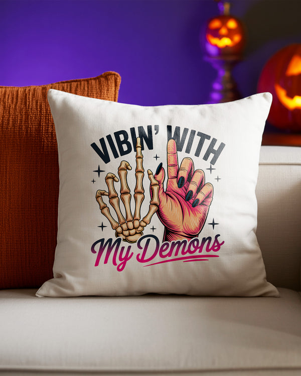 Pillow Cushion Skeleton Hand With My Demons Cute Halloween GPL0169