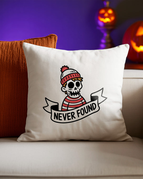 Pillow Cushion Skull Boy Winter Hat Never Found Banner Cute Halloween GPL0106