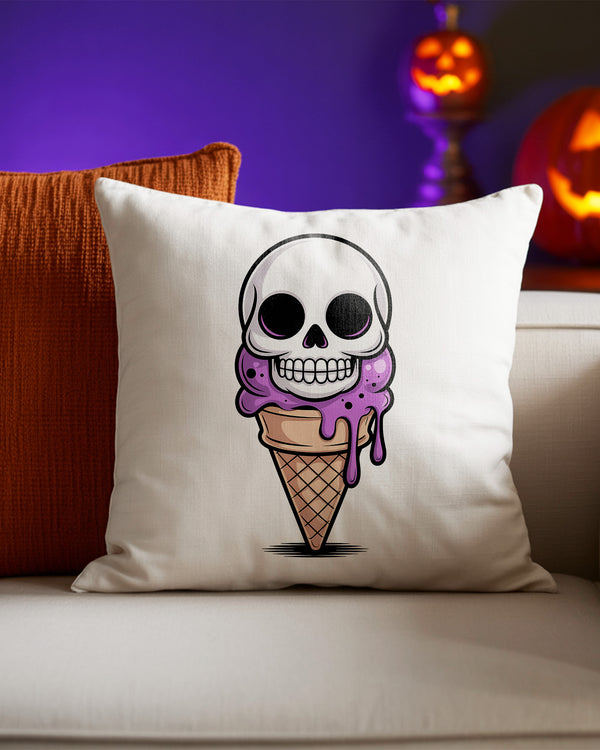 Pillow Cushion Skull Ice Cream Cone Cute Halloween GPL0108